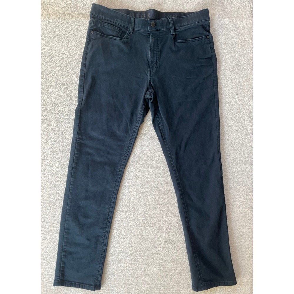 Copper & Oak Mens 34 x 32 Slim Fit Pants Black‎ Cotton Stretch K4S335